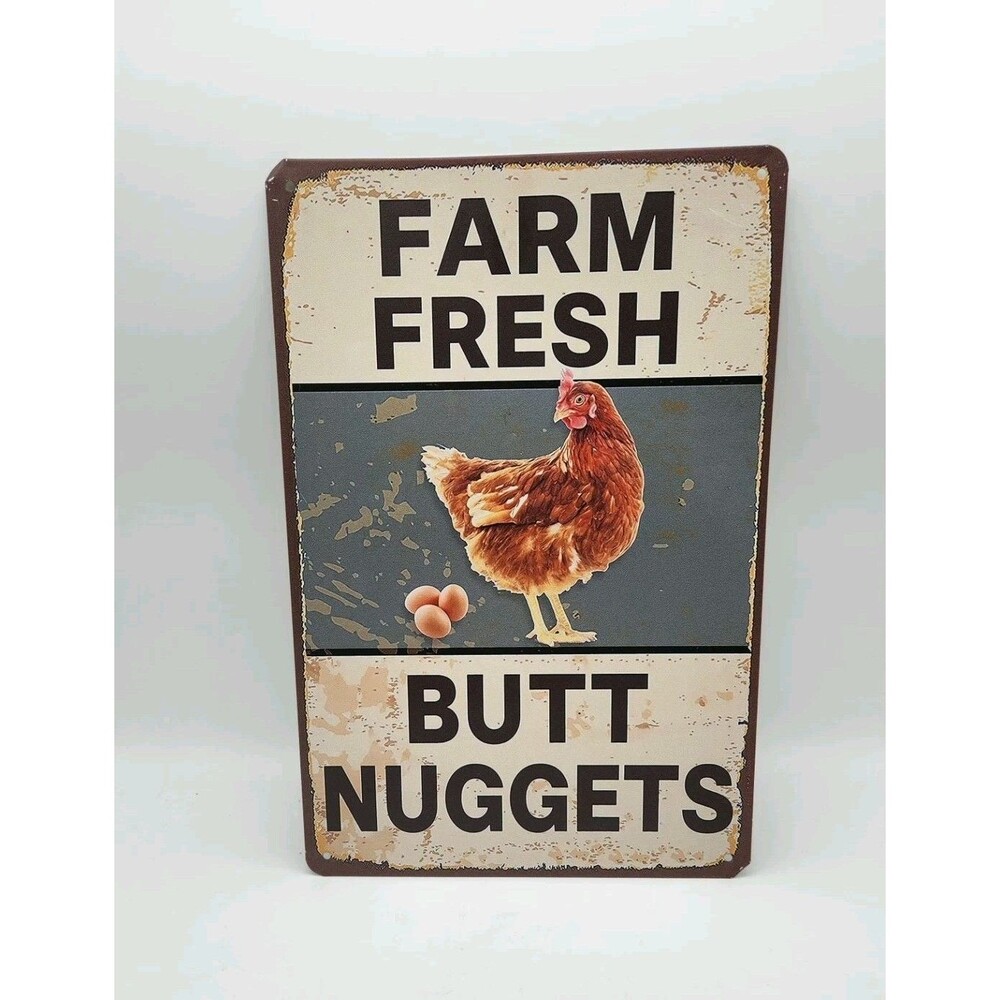 Vintage Chicken Coop Farm Fresh Butt Tin Metal Signs Home Décor 12x8